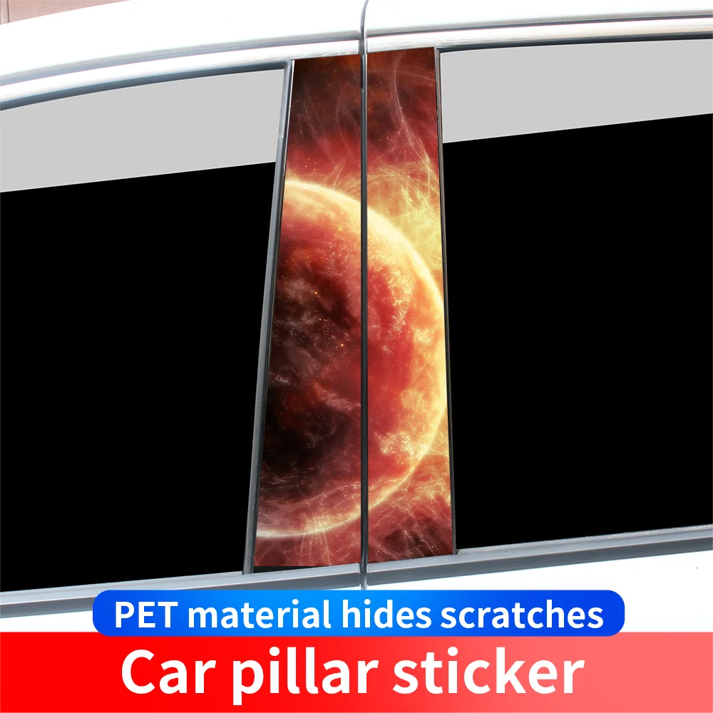 

Cool Galaxy Planet Car Stickers Waterproof Auto B-Pillar Funny Decor Cover Scratches Sunscreen Doors Pillar Trim Accessories