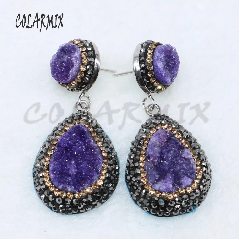 5 Pairs geode druzy earrings drop shape earrings jewelry earrings mix colors  wholesale jewelry 4881