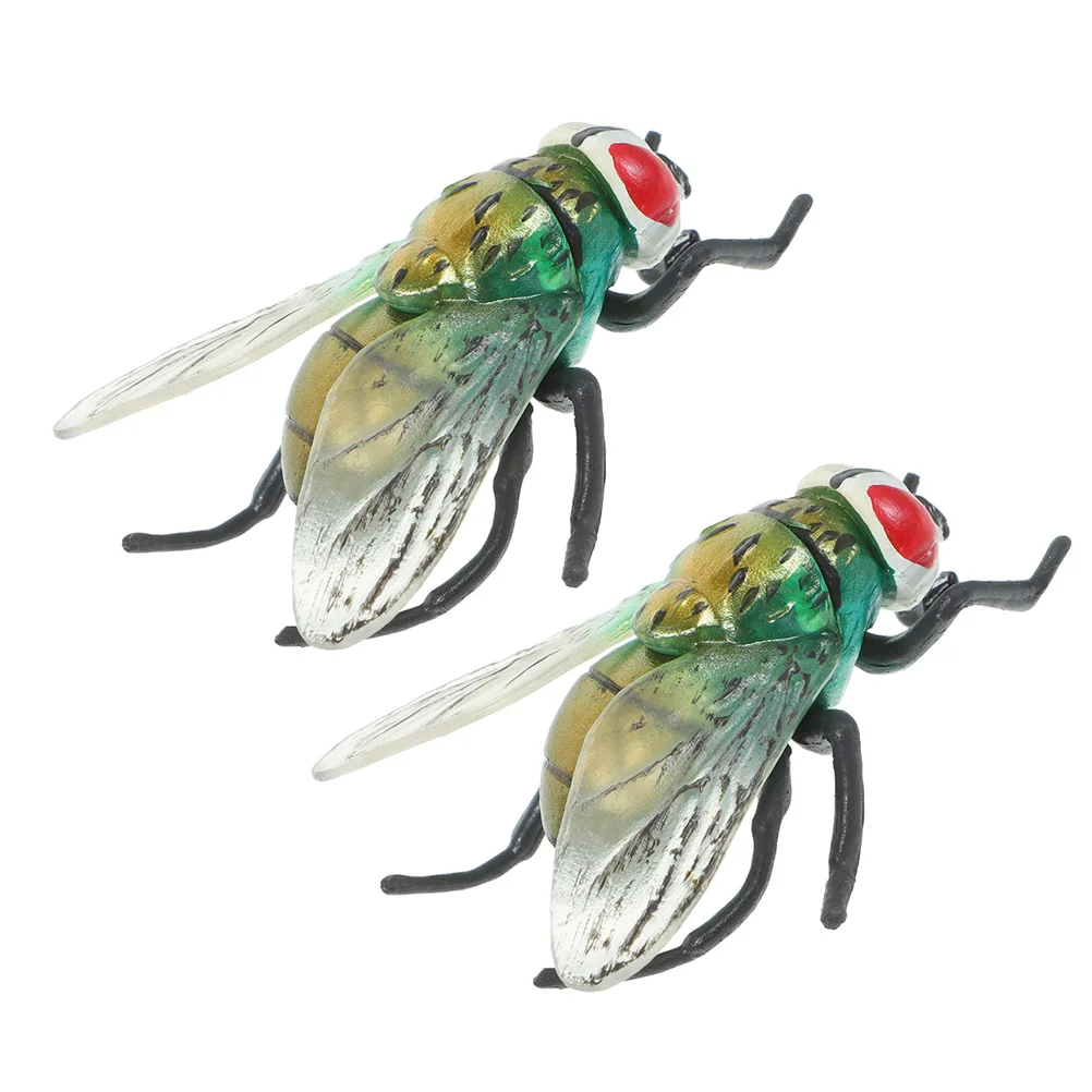 2 Pc Insect Model Fake Fly Bugs Toy Garden Statue Simulation Realistic Figurine Faux Kids Toys