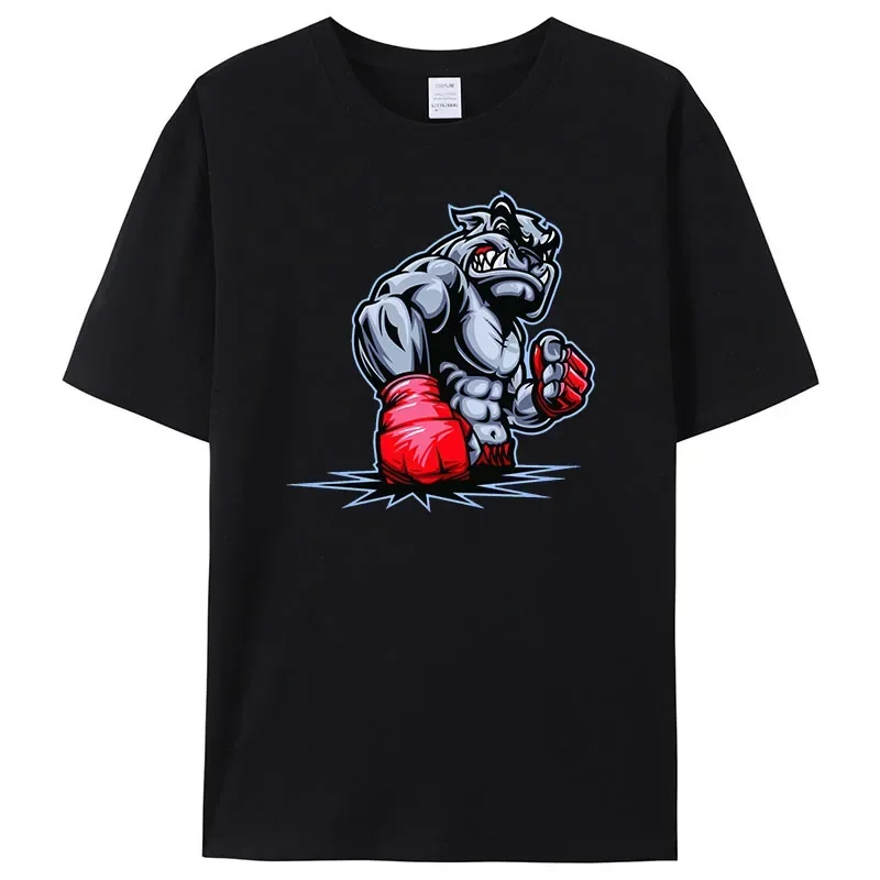 2024 Men's T-shirt Boxing Dog Printed Tops Cotton T-Shirts For Womens Fashion Casual Soft Short Sleeve Loose MenTees Comfortable