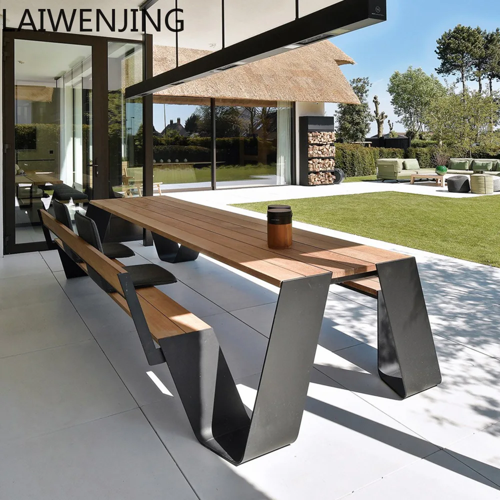 LYY  outdoor table and chair set one-piece restaurant cafe leisure open-air courtyard stainless steel pendulum combination