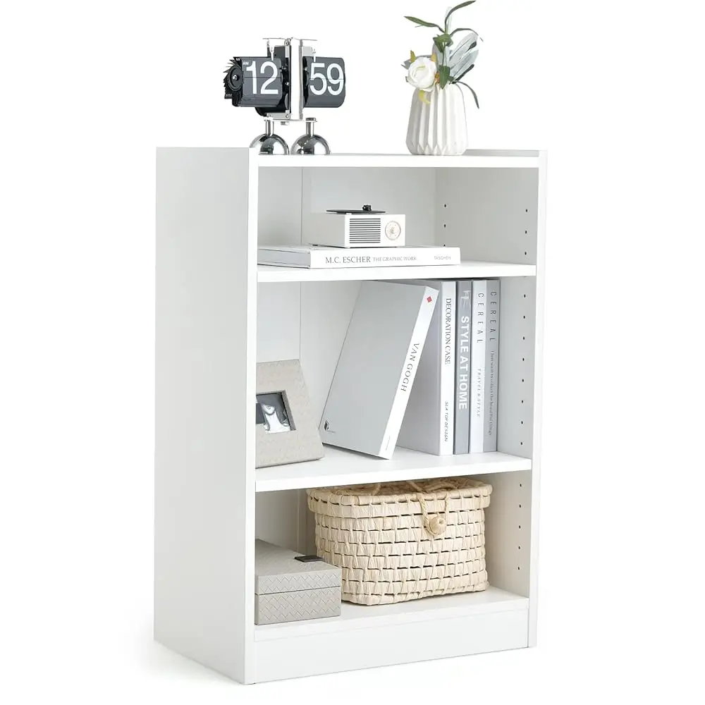 

3 Tier Bookcase, Floor Standing Open Bookshelf With 18-Position Adjustable Shelves, Anti-Toppling Device, Modern Multipurpose