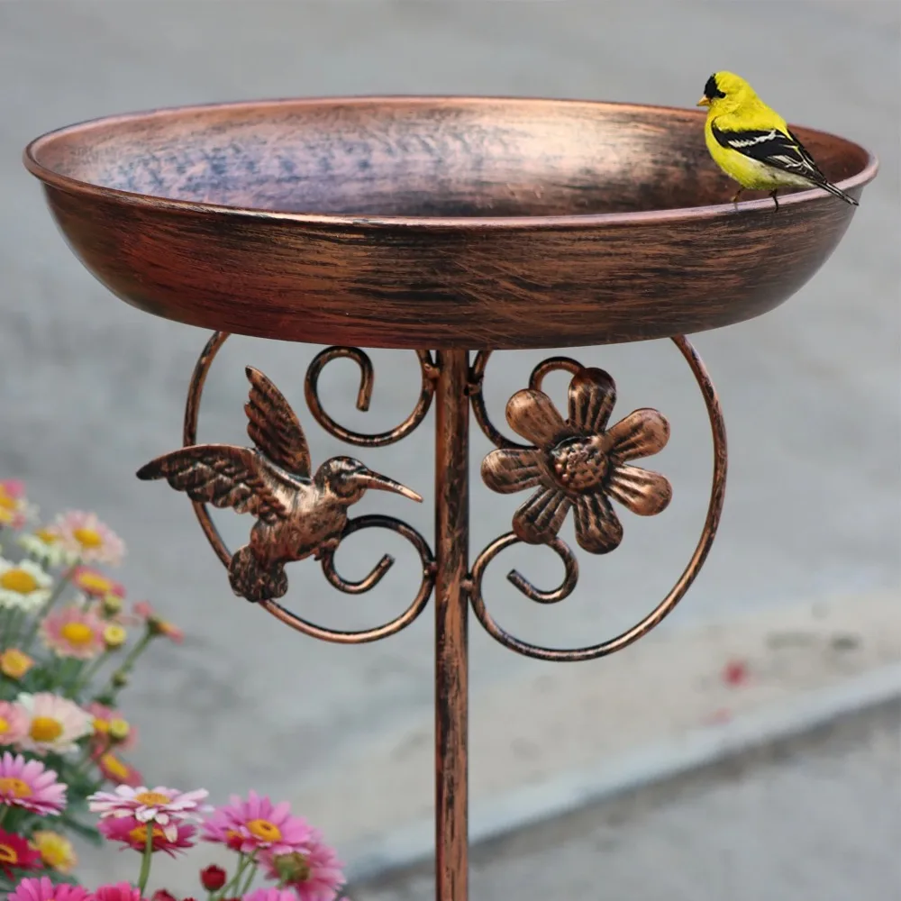 1PC Garden Metal Bird Bath/Feeder, Detachable Cast Iron Decorative Bird Feeder, Suitable for Garden, Patio, and Lawn Decorat