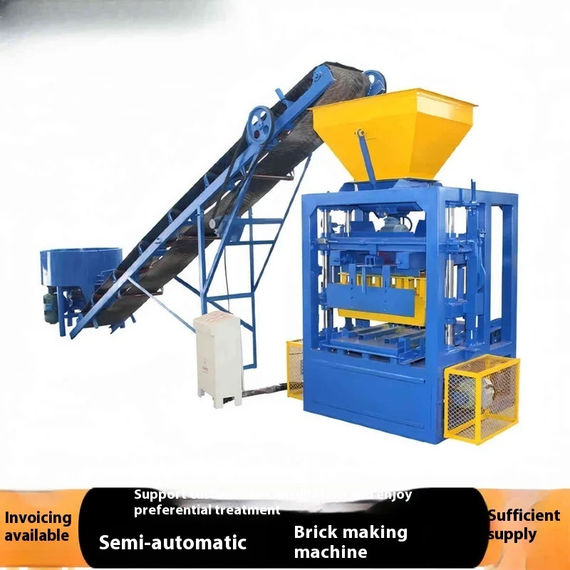 Standard Semi-Automatic Making QTF4-24 Concrete Hollow Machine Equipment Brick Hine Customizable Mobile Brick Machine