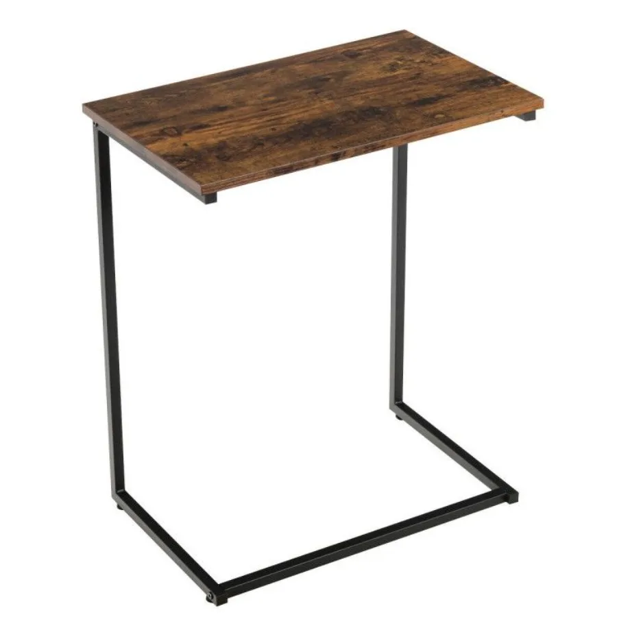 Cshaped Industrial End Table with Metal Frame