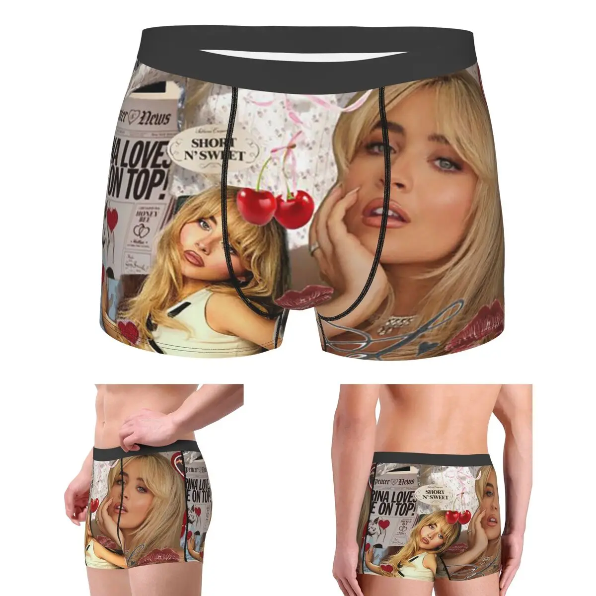 

Boxer Underpants Shorts S-Sabrina Carpenter Album Singer Panties Men Ventilate Underwear for Homme Man Boyfriend Gift