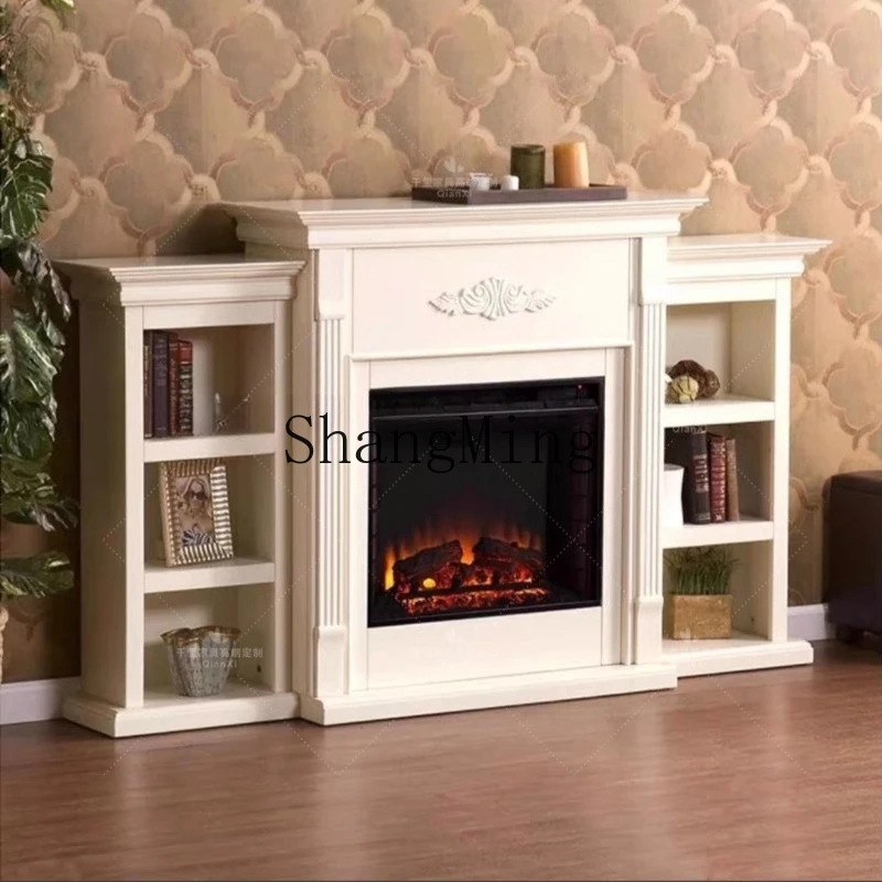 

ZYY neoclassical fireplace cabinet living room background wall decorative cabinet retro storage simulation fireplace rack
