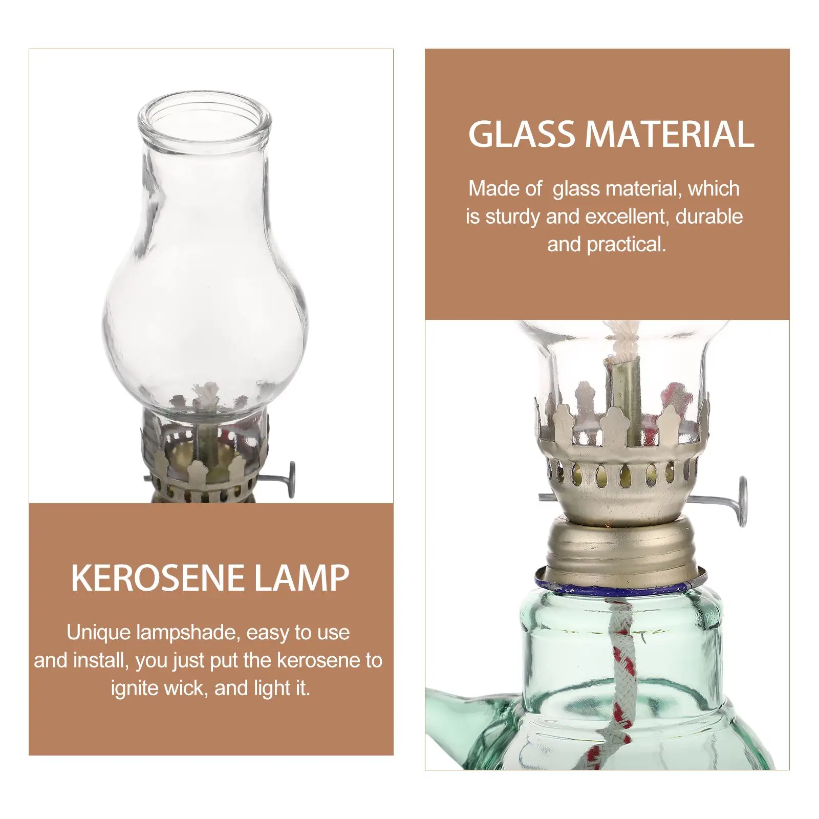 Chamber Oil Lamps Kerosene Vintage Decor Lamps Vintage Indoor Light Use Chamber Home Retro Clear Vintage Decors Wick Desktop
