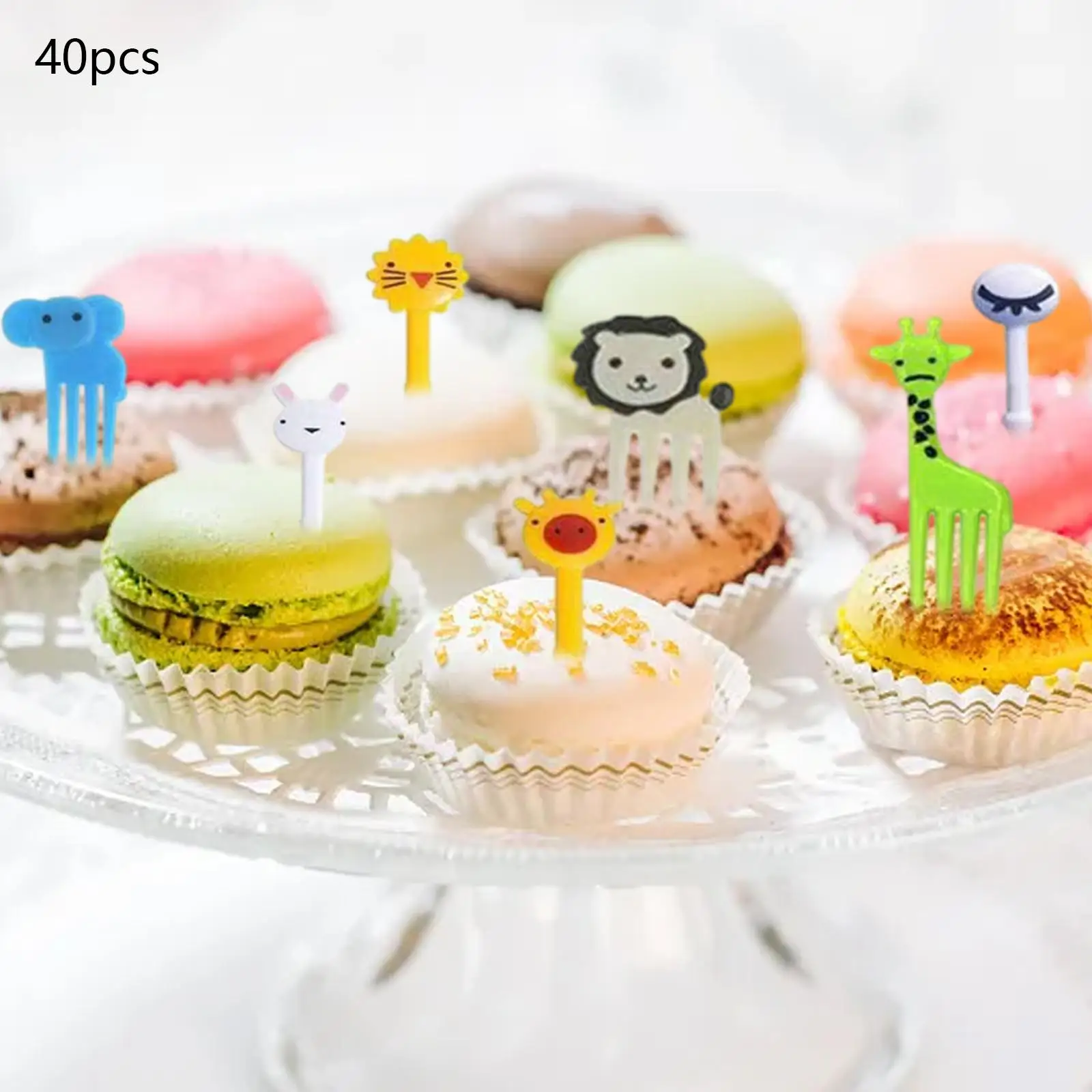 

40 Pieces Kids Food Picks Cartoon Toothpick Cute Cartoon Fruit Fork for Toddlers