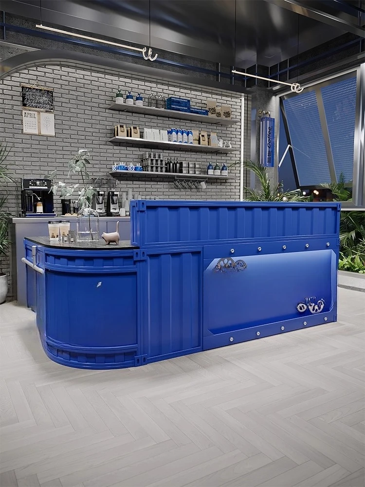 

Industrial style bar checkout page store small sports hall reception desk