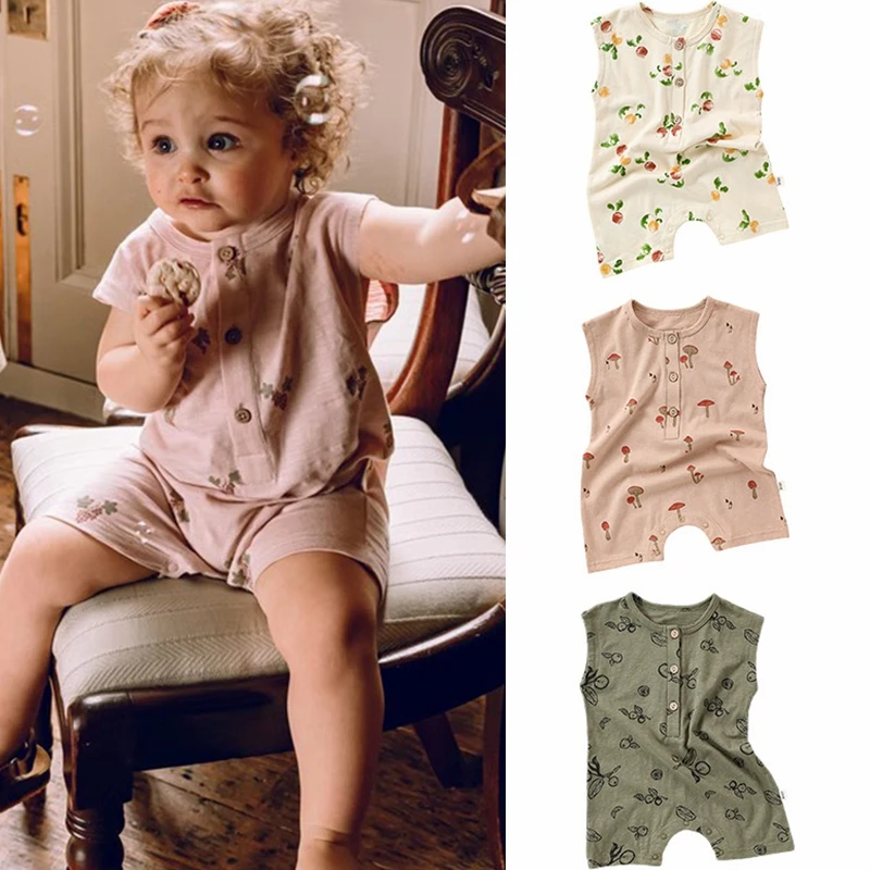 

Children's Jumpsuit Romper Cotton Summer Baby Clothing Newborn Boys Girls Short-sleeved Thin Section Climbing Clothing