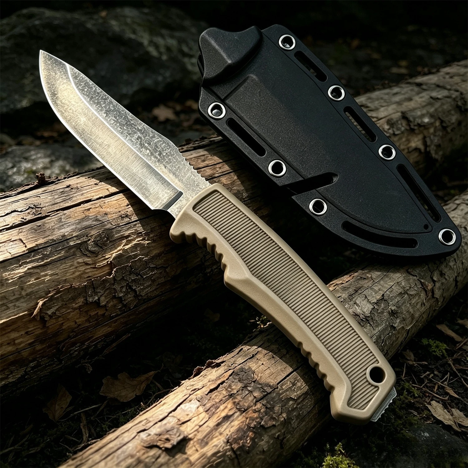 Sturdy Outdoor Fixed Blade Knife 7Cr13MoV Steel Blade Wear-resistant Nylon Fiber Grip Protective Sheath for Men Daily Use