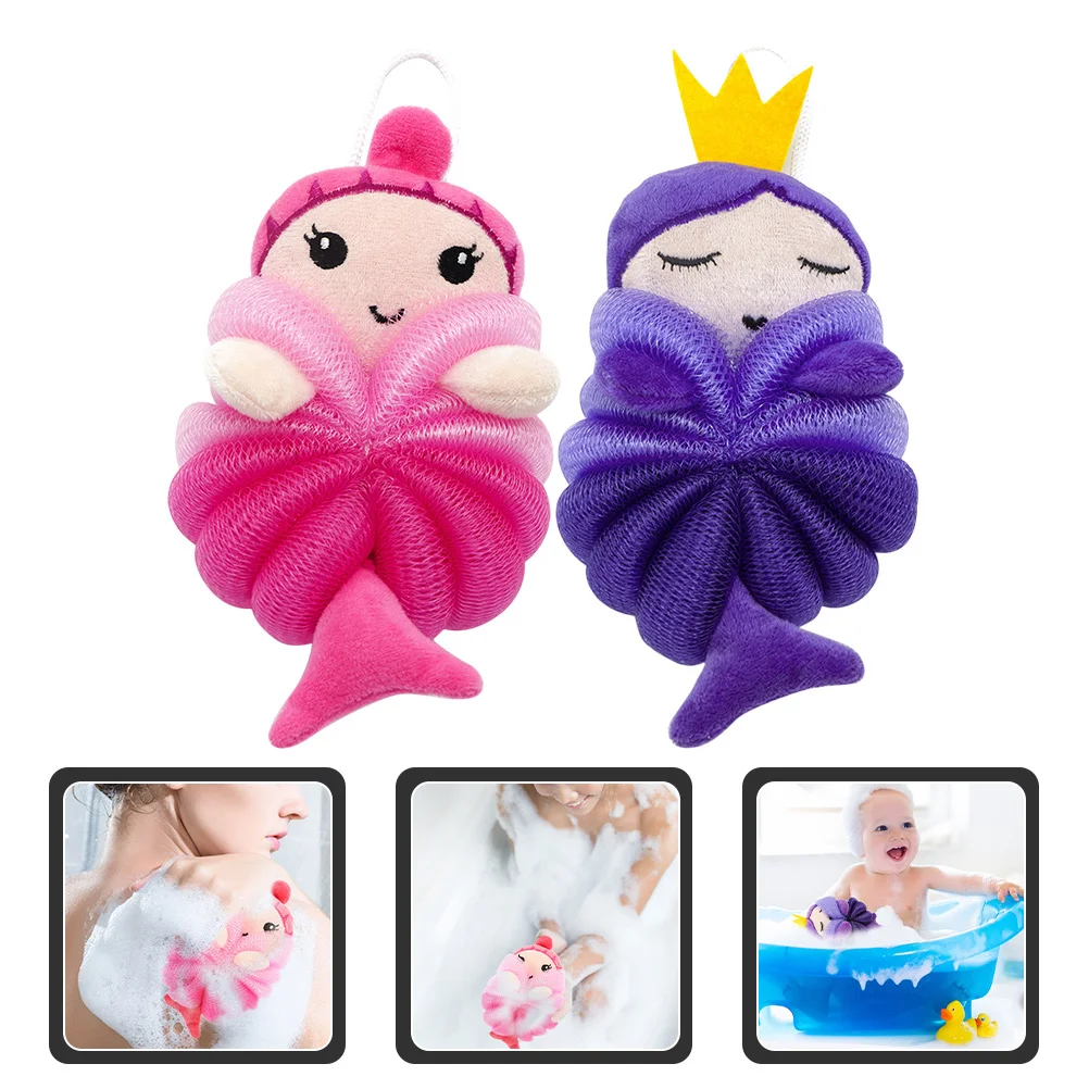 

2Pcs Cartoon Bath Sponge Shower Loofah Skin Cleaning Soft Body Exfoliating Bath Ball Shower Supplies Cleaning Supplies