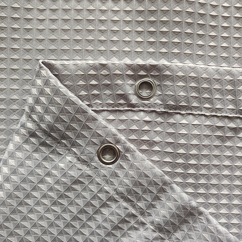 Source Factory Solid Color Rhombus Waffle Toilet Thickened Shower Curtain Bathroom Dry and Wet Separation Partition Curtain Door