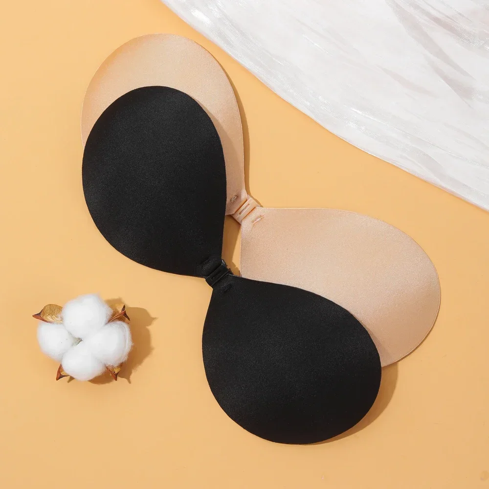 Invisible push-up bra for women, no straps, silicone self-adhesive, seamless, front clasp, comfortable underwear image 4