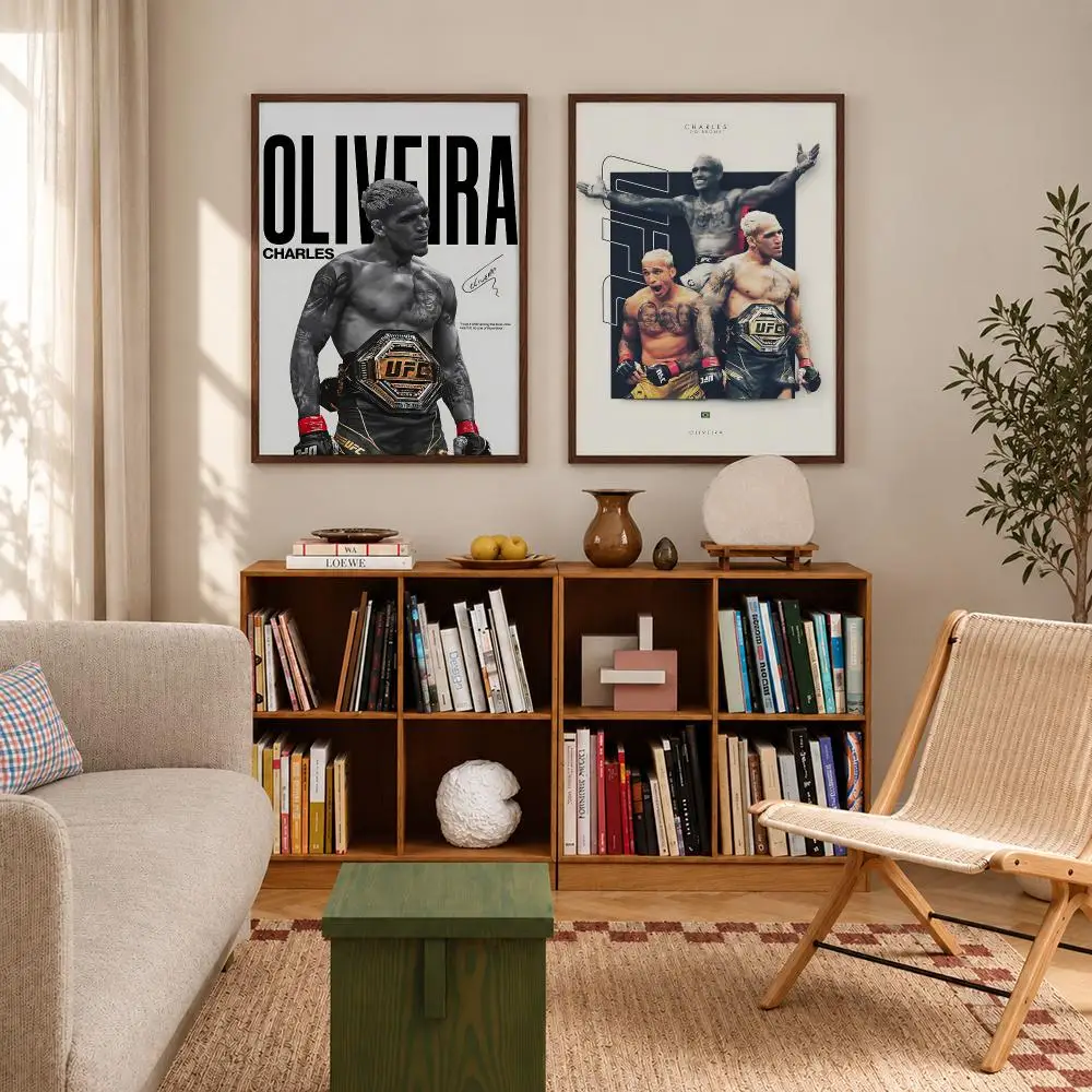 Elite Brazilian MMA Fighter Charles Oliveira Poster Self‑Adhesive Waterproof Wall Art Home Decor