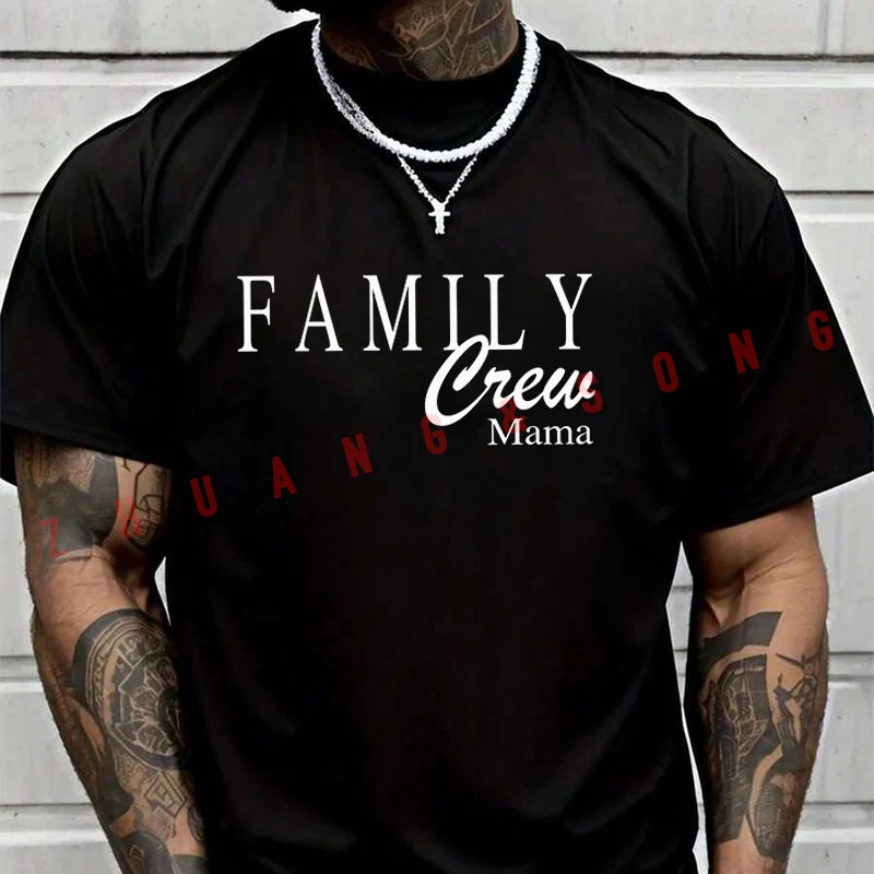 

Family Crew Mom Men's Fashion T-shirt Casual Trendy Tshirts For Summer Comfortable Short Sleeve Tops