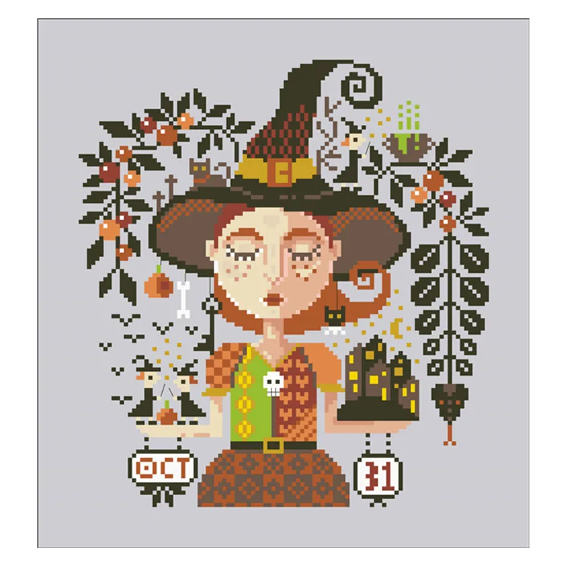 Witchy Dreams cross stitch kit 18ct 14ct 11ct silver canvas fabric cotton silk thread embroider DIY handmade needlework