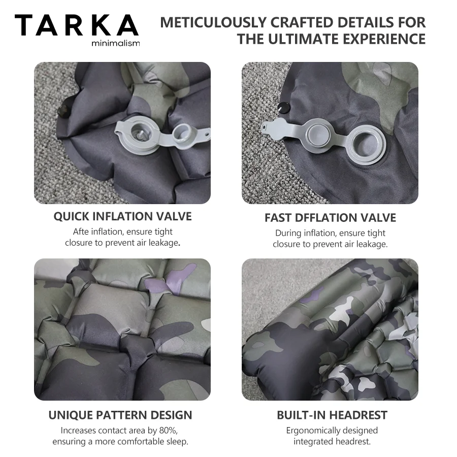 TARKA Rhombus Camping Mattress Self-inflating Air Cushion, Outdoor Tent Sleeping Pad Bed, Hiking Campsite Must Have Supplies