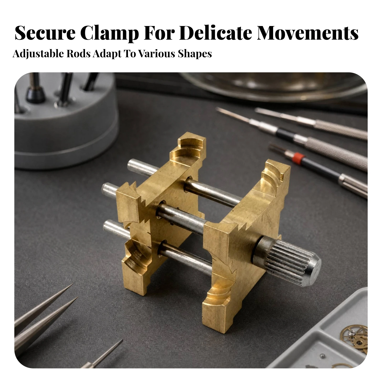 Adjustable Watch Movement Clamp Guided Clamping Four-Sided Watch Movement Holder Watchmaker Repair Tool Stable Long-Lasting