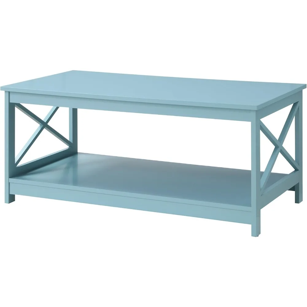 

Oxford Coffee Table with Shelf, Sea Foam Blue