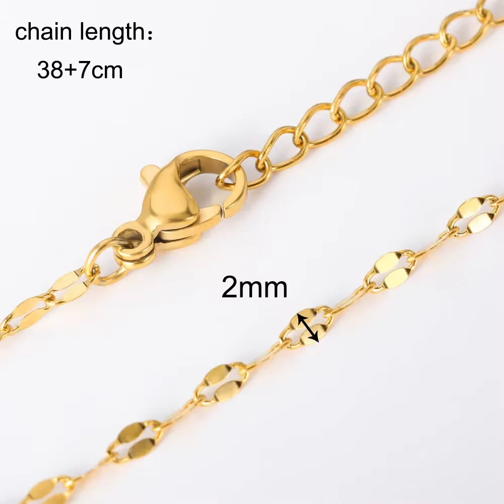 10Pcs/Lot 45cm Stainless Steel Gold Color Chains Necklace For Women Jewelry Making Chains Accessories DIY Handmade Supplies