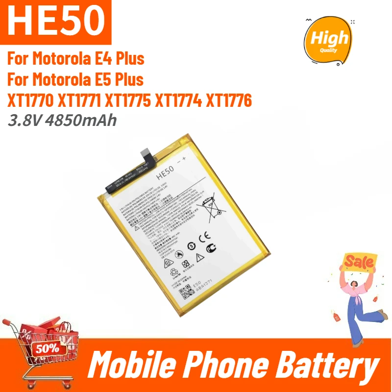 

High Quality HE50 Mobile Phone Battery 3.8V 4850mAh For Motorola E4 Plus / E5 Plus XT1770 XT1771 XT1775 XT1774 XT1776 Brand New