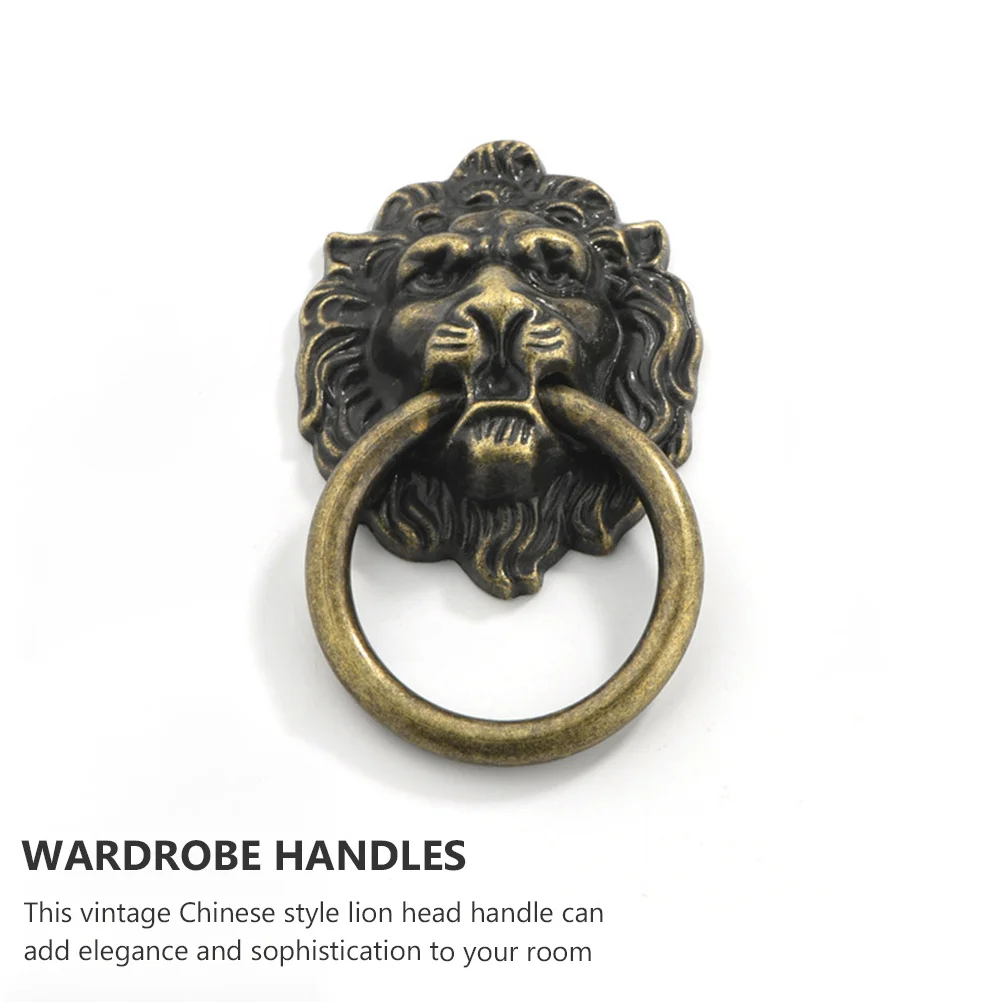 

5Pcs Lion Head Wardrobe Handles Fine Polished Durable Zinc Alloy Suitable for Retro Style Furniture Doors Drawers