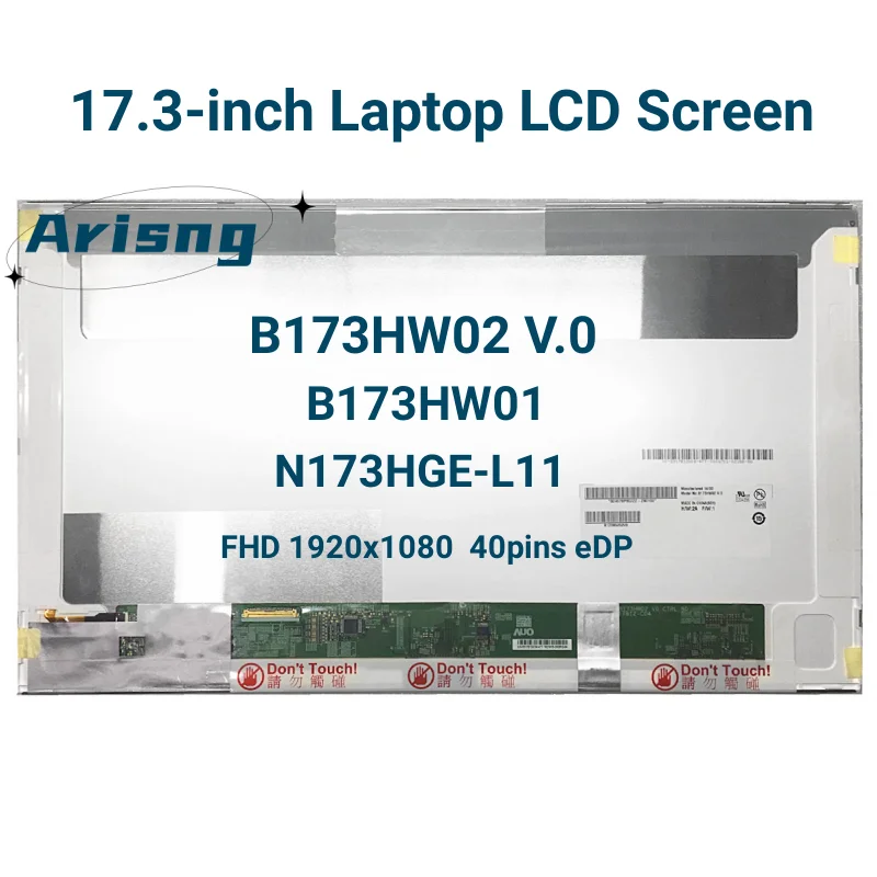 

17.3" Laptop LCD Screen B173HW02 V.0 Fit B173HW01 N173HGE-L11 HSD173PUW1 LP173WF1-TLB2 LCD Panel