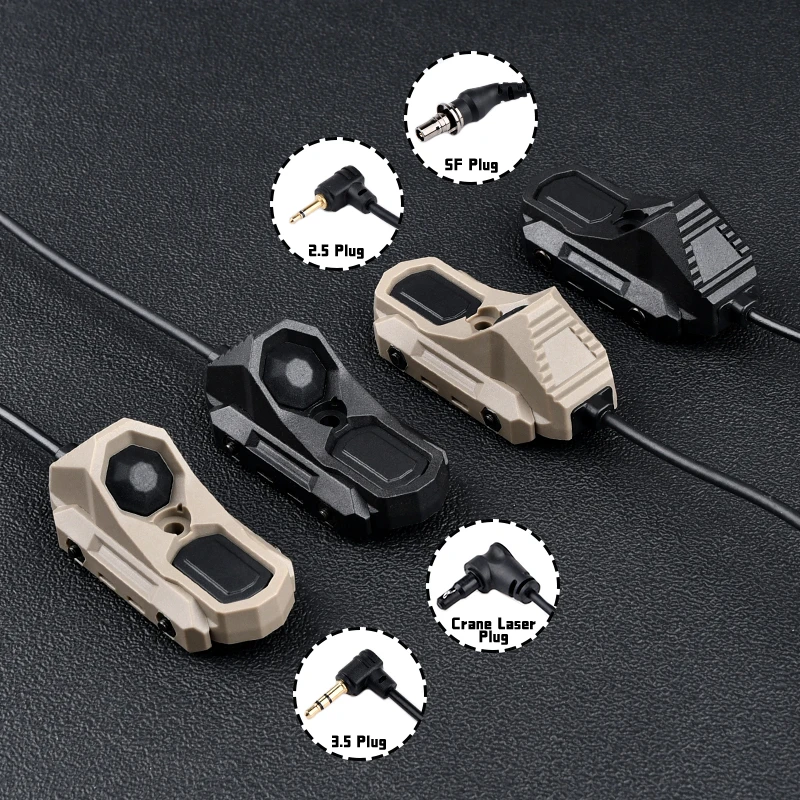 AXON Dual Control Switch – Tactical Remote Pressure Switch For Flashlights Momentary & Constant-On Modes (2.5/3.5/SF/Crane Plug)