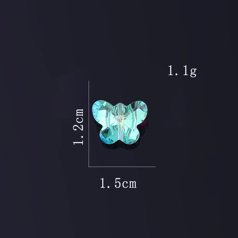 15mm Phantom Crystal Butterfly Beads Multi-Sided Cut Through Hole Design Decorated Loose Beads DIY Jewelry Beaded Materials