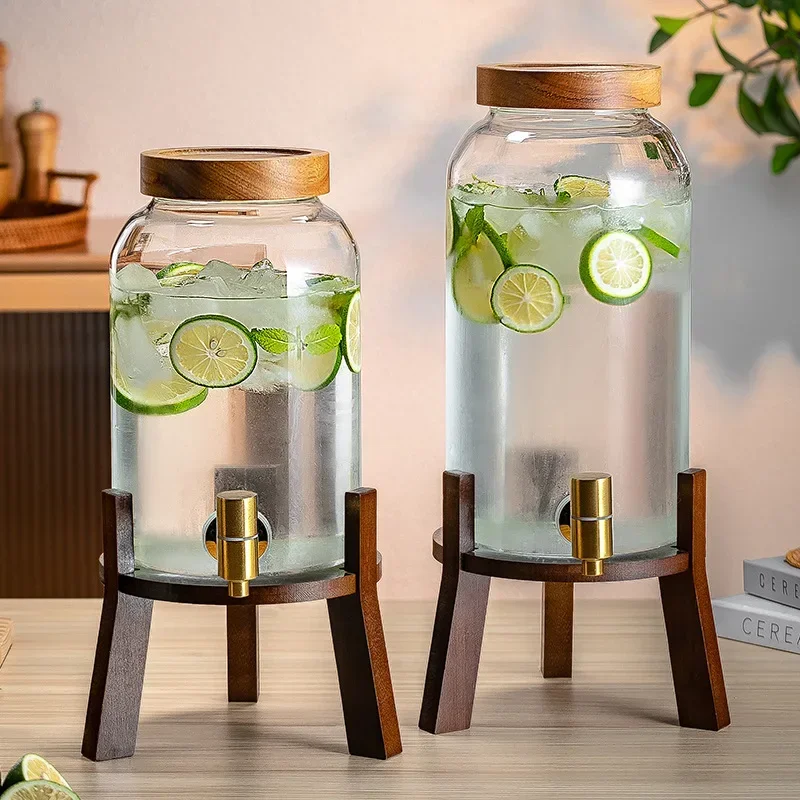 Multi-purpose Glass Storage Can with Faucet  Cold Kettle Milk Tea Shop Large Capacity Sealed Juice Bucket Beer Coke