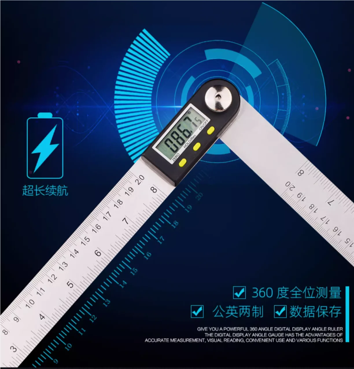 

Digital angle ruler High precision woodworking protractor Angle measuring instrument 360 degree universal electronic angle ruler