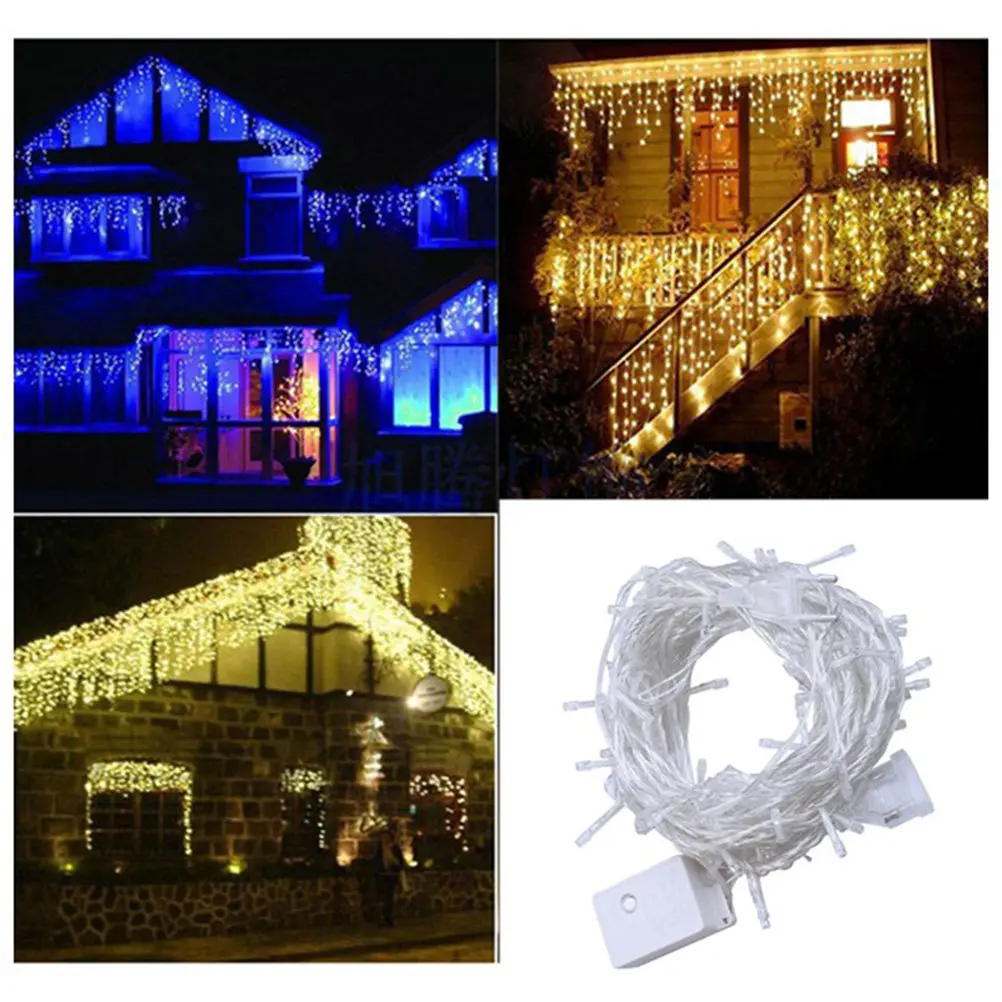 

2pcs 10M Led Curtain Warm White Waterfall String Lamp For Garden Patio Christmas Wedding Decoration String Lights Outdoor Party