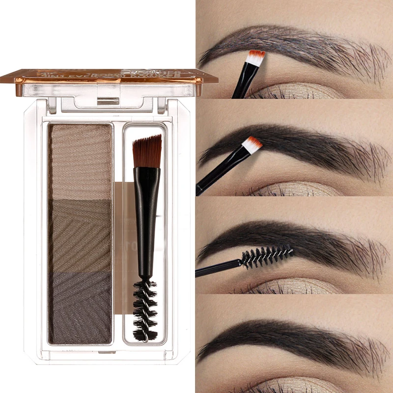 3D Wild Eyebrow Powder Palette Waterproof Long Lasting Tint Eyebrows Enhancers Brows Black Brown Makeup Cosmetic Tool with Brush