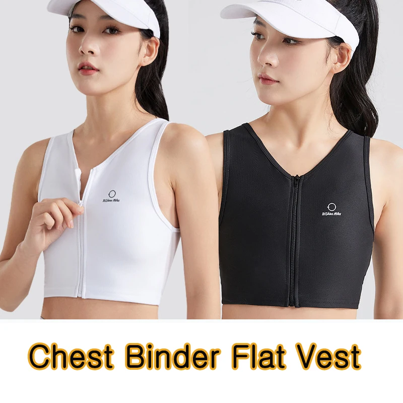 

Upgrade And Strengthen Elastic Chest Binder Chest Flat Vest Transgender Binders Zip Breast Binder Tank Sport Bra Top