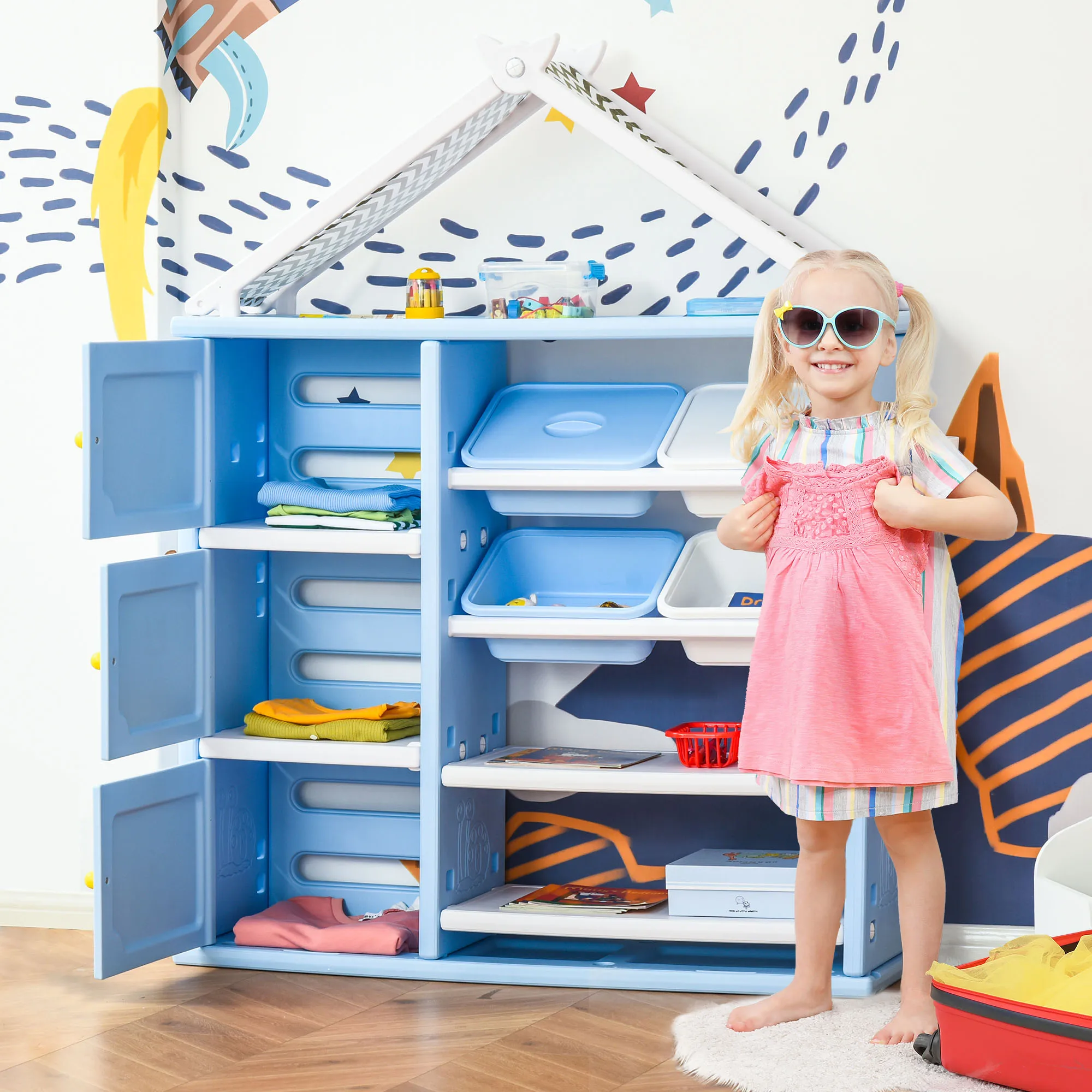 Multi-Style Shelf Organizer for Kids Bedroom Storage, Toy Storage, and More