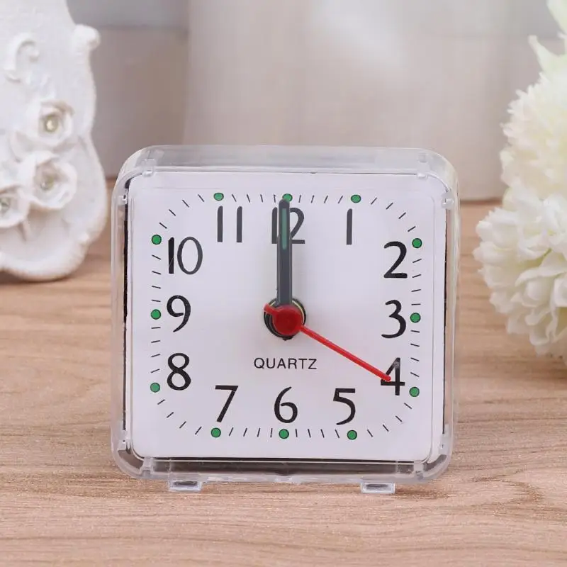 A9LA Mini Square Alarm Clock Analogs Nonticking Battery Operated Clocks