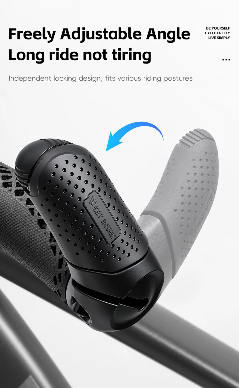 WEST BIKING Ergonomische Fahrrad-Restbar mit verstellbarem Winkel, rutschfester TPE-Griff für Langstreckenfahrten, MTB, Pendlerfahrrad-Lenker – Detail 7