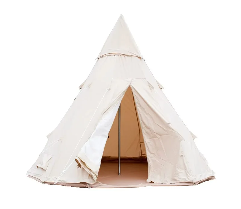 YTYINIndian Tent Large Waterproof Windproof Family Camping Hiking 4 Person Canvas Pyramid Tent Teepee Tent For Adults
