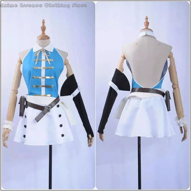 애니메이션 페어리 테일 코스프레 의상 루시 하트필리아 섹시 오픈 백 탑 화이트 미니 스커트 가방 여성 소녀 할로윈 의상;3,v'