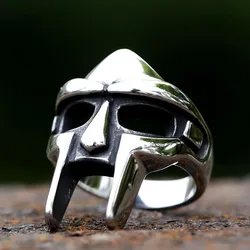 Vintage Classic Goth Hip Hop Mf Doom Mask Rings For Men Boys Punk Egyptian Pharaoh Stainless Steel Ring Fashion Jewelry Gif
