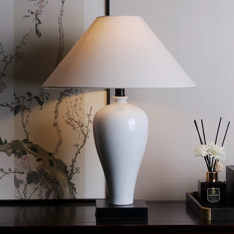 

New Chinese ceramic table lamp, living room, bedroom, bedside tea room, homestay decorative lamps