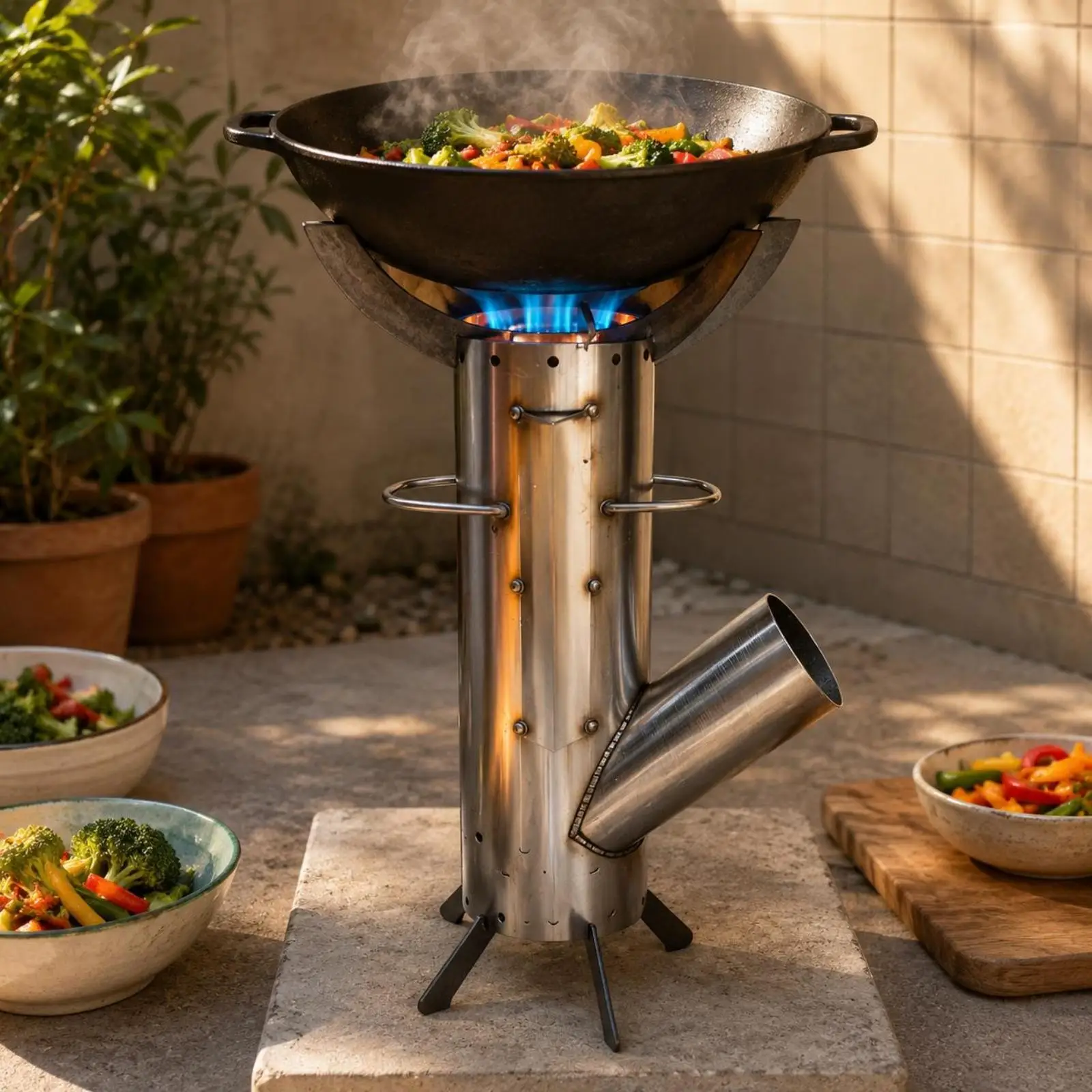 Stainless Steel Burner Cooker Side Energy Source Tube Three-Legged Burner Cooker