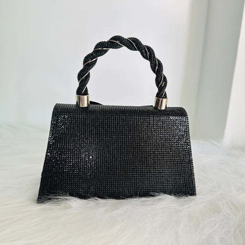 JIOMAY Rhinestone Evening Bag with Bow Black Purses Fashion Luxury Designer Handbags Wedding Party Clutch Bags for Women Guangzh