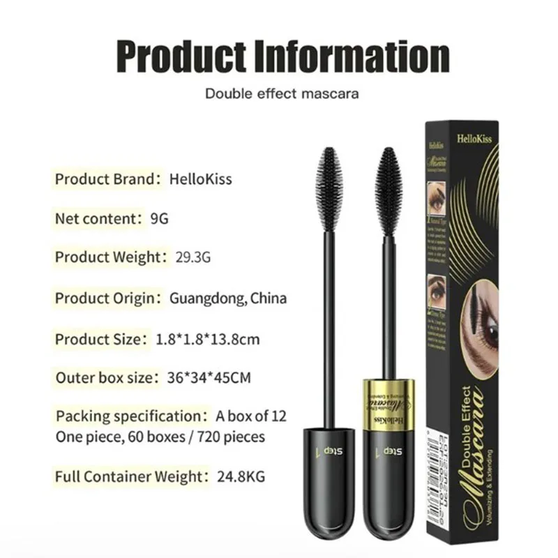 2 in 1 4d Seiden faser Wimpern verlängern Mascara wasserdichte langlebige Wimpern schwarze Wimpern verlängerung bilden 3D-Mascara