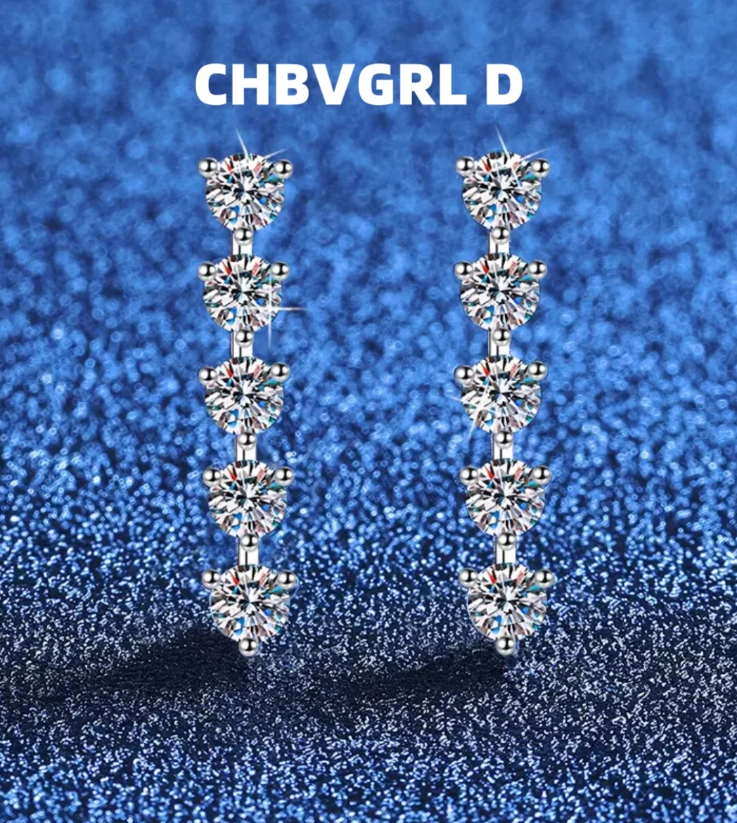 

[Charming] S925 sterling silver earrings, moissanite earrings, luxurious temperament, small-scale design, tassel moissanite