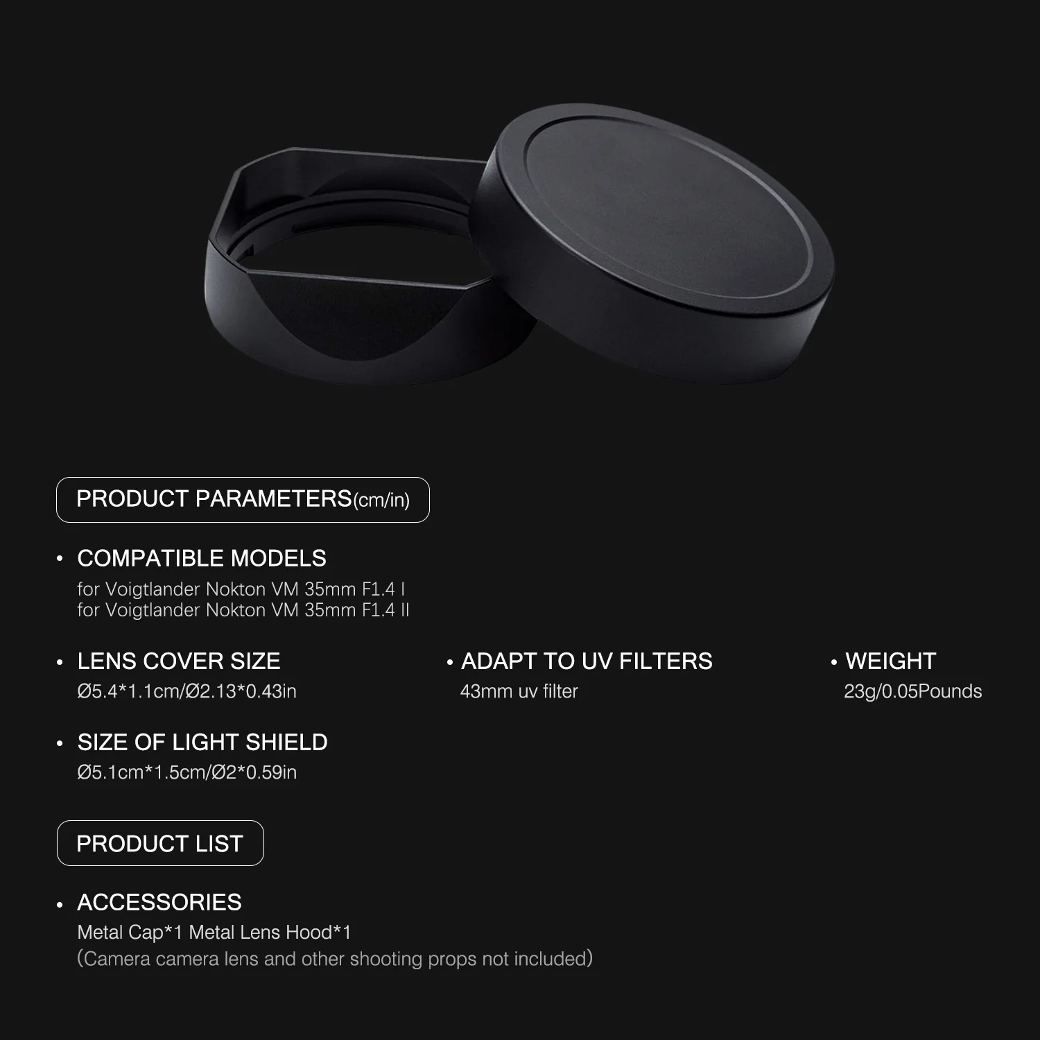 【新品未使用】Valo shade space age ND ver. Metal Lens Hood Lens Shade for Voigtlander 35mm F1.4 for VM 40 1.4