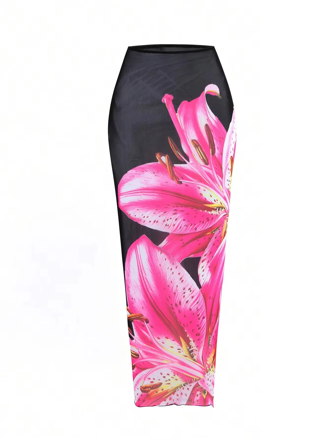 Nuevo conjunto de Bikini con estampado de flores, falda larga de cintura alta para mujer, traje de baño de 3 piezas, Mini traje de baño Sexy con Tanga triangular sin espalda