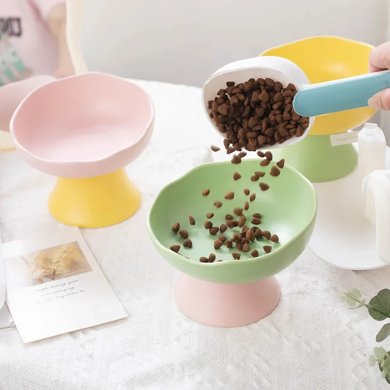 Cat Ceramic Bowl Small Dogs Food Water Bowls Elevated Raised Pet Feeding Supplies